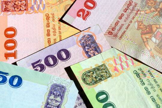 Colorful Sri Lankan rupee banknotes 