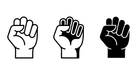 Fototapeta premium Fist Icons Set, Power Symbol Vector Graphics, Solidarity Gesture, Protest Symbol, Strength Symbol