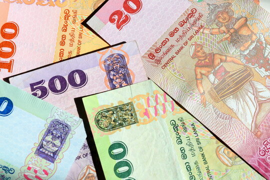Colorful Sri Lankan rupee banknotes 