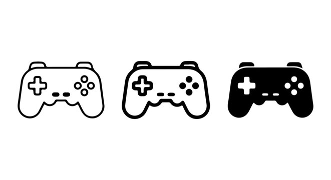 Video Game Controller Icons, Gaming Input Devices, Digital Entertainment Controls, Vector Graphics Set