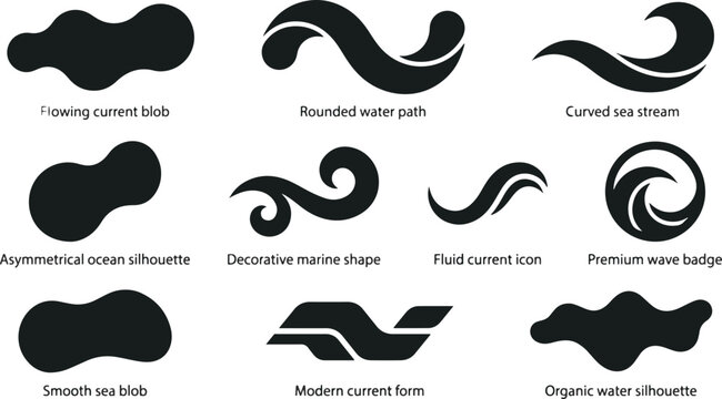 Collection of ocean wave icons