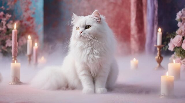 Cat in Pastel Retro Studio