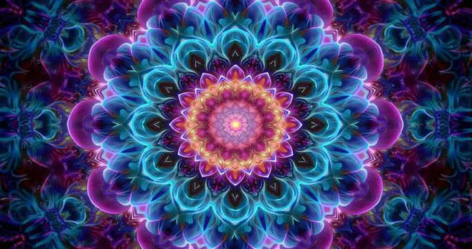 Abstract Digital Mandala Geometry Multicolor Kaleidoscope Flower Loop davi 