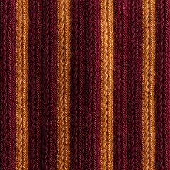 Obraz premium Burgundy and golden striped wool knit fabric texture background for cozy winter apparel fashion mockup design pattern