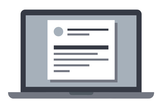 Laptop screen displaying a white document with a profile photo placeholder representing digital resume CVs.