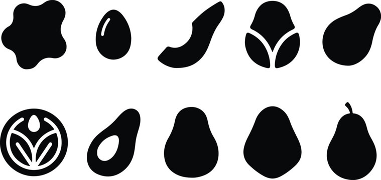 Black silhouettes of various fruits icons