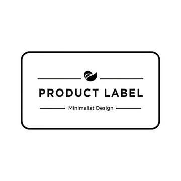 Clean minimalist vector product label design template for modern business branding and packaging. Simple black and white graphic icon for diverse product categories