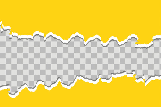 Torn paper edges with transparent background yellow and gray pattern