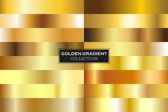 A large set of gold gradient swatches.A vector palette of gold gradients for background templates.Royal gold gradients. Vector.