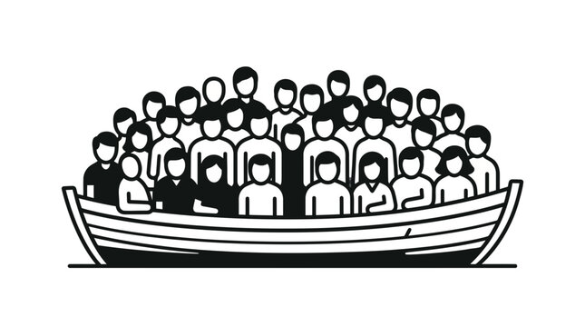 Crowded Boat Refugee Crisis Immigration Crisis People Smuggling Transportation