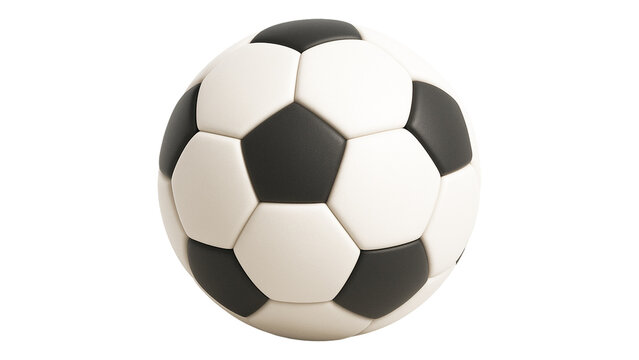 Realistic 3D classic black and white soccer ball isolated on transparent background