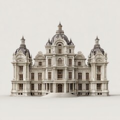 Fototapeta premium Grand Baroque Mansion: A magnificent baroque-style mansion, showcasing intricate architectural details, grand domes, and elegant columns.
