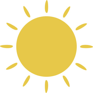 Yellow Sun Vector Icon &ndash; Bright Sunshine Summer Weather Symbol