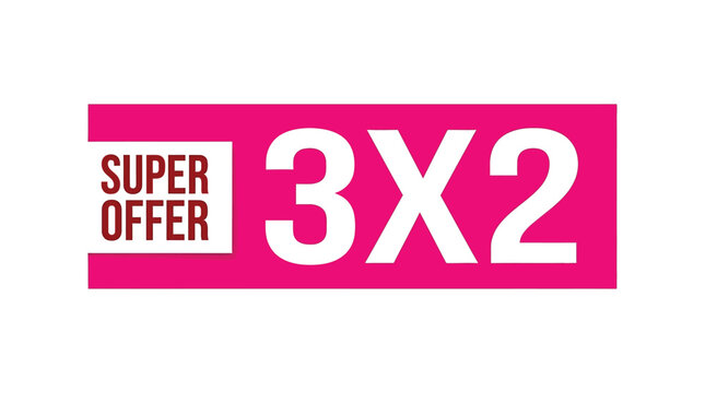 Vibrant vector illustration graphic highlighting a super offer with a 3x2 promotion
