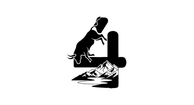 Black and white illustration of a cowboy riding a bucking bronco.