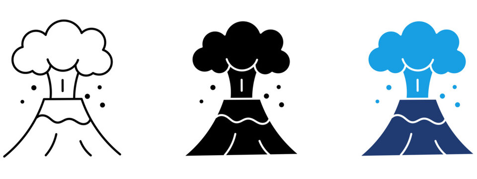 Volcano Eruption Stroke icon collections. Containing Magma, Lava, Ash Cloud, Disaster and more icons.