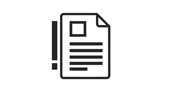 Simple newspaper icon featuring a folded paper with a photo placeholder and text lines represents news and journalism.
