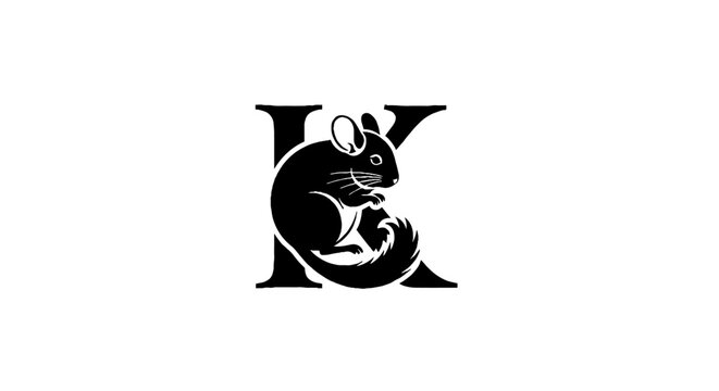 Black and white letter K with mouse design.