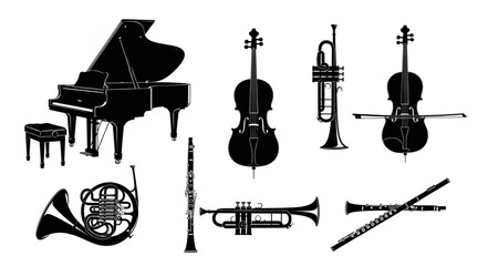 set of musical instruments silhouettes © Kopi