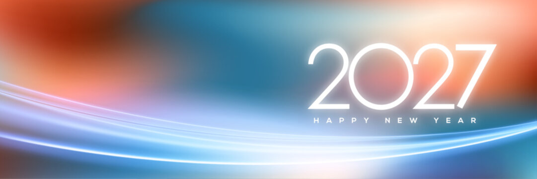 Happy New Year 2027 Greeting Card, Banner, Background
