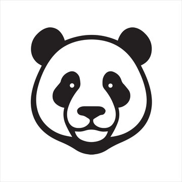 Minimalistic black panda head silhouette.
