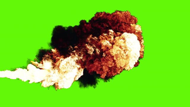 Flamethrower Fire on a Green Screen Background, 3d Animation. 4K