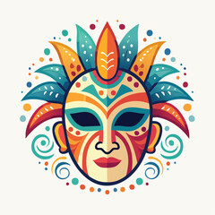 Obraz premium Colorful Tribal Mask with Feathers and Dots