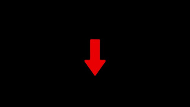 Minimalist red arrow pointing downwards, animated directional symbol for ui and web navigation