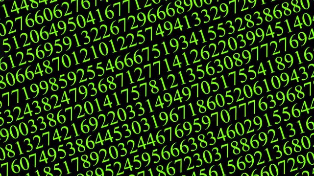 Digital data stream background, with scrolling green, numbers and binary, code matrix effect, abstract algorithm