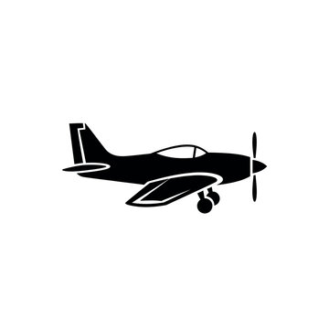 Silhouette of a Vintage Propeller Airplane.