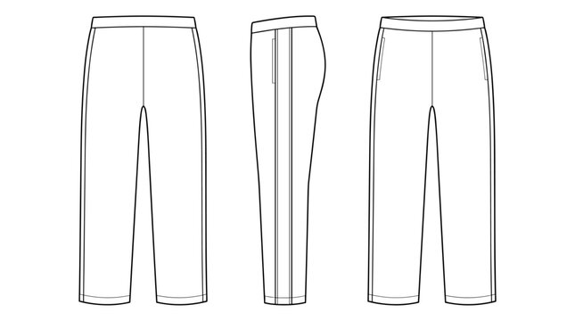 Track pants with side stripe vector template illustration | transparent background