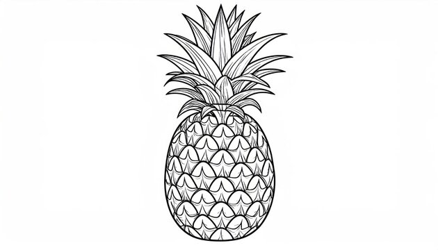 Detailed woodcut style pineapple illustration isolated on white.