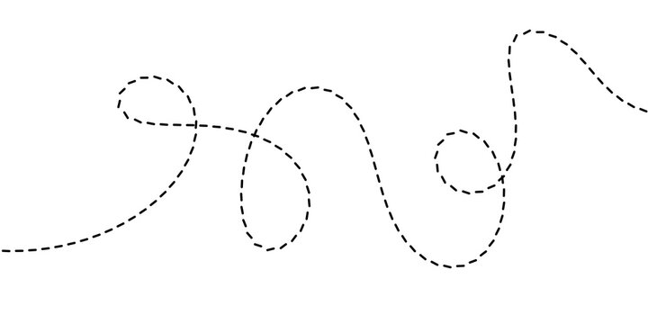 Abstract dotted line tracing an intricate and continuous winding path, symbolizing a journey, connection, movement, or a guided route for various design concepts