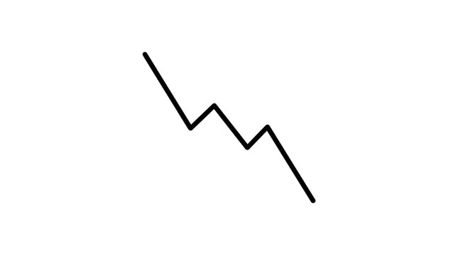 Simple Black Downward Zigzag Line Graph on White Background