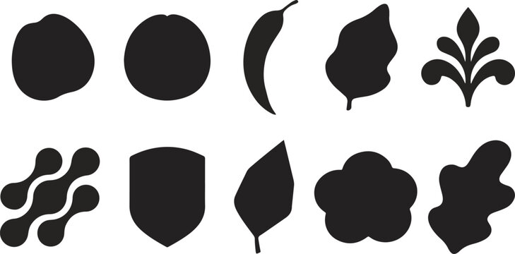 Black leaf and shape silhouettes