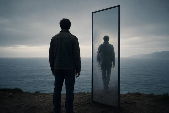 Reflection Walking Away From Lonely Figure