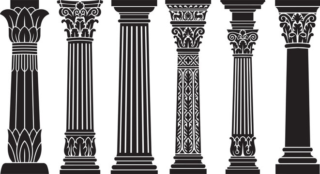 Ancient Classical Greek Roman Pillar Vector Elements