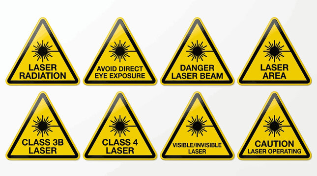Laser Warning Signs Collection - Radiation, Danger, Safety, Class 3B, Class 4