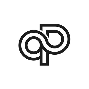 Interlocking black qp letter monogram logo design.