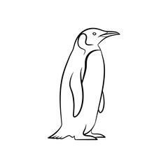 Obraz premium Continuous line drawing of a penguin standing upright representing nature and wildlife conservation themes for educational materials and children books showing the creature in a side profile