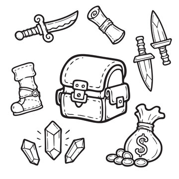 Hand Drawn RPG Item Icons Vol. 2 &ndash; Fantasy Weapons, Potions & Adventure Doodle Assets
