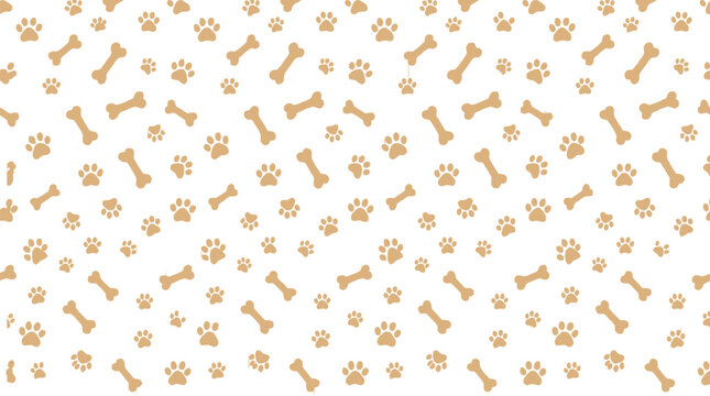 Seamless Pattern Design with Cute Pet Paw Prints and Dog Bones Repeating Vector Background for Wallpaper Fabric Wrap and Animal Theme Illustration