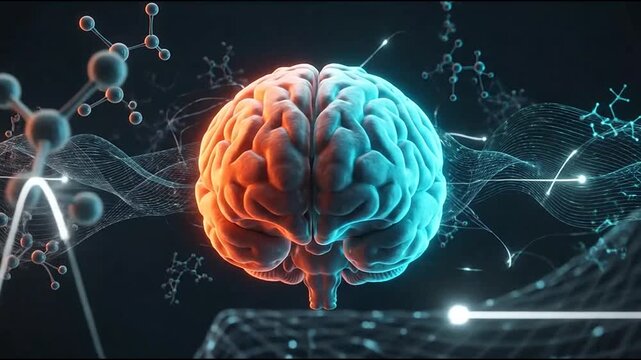 Neural brain network with digital chemical molecular structures.