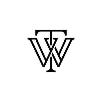 Minimal black TW monogram letter logo design.