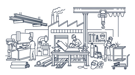 Obraz premium Industrial Workshop Scene