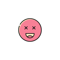 Obraz premium Pink emoticon face with cross eyes.
