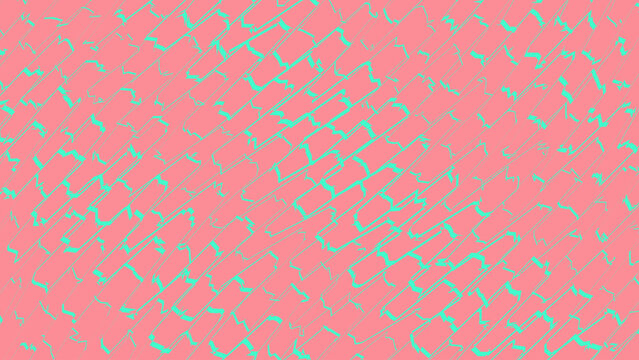 Abstract coral and mint green geometric diagonal pattern