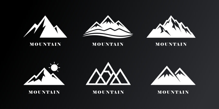 Mountain logo, 6 set logo design minimalis vector illustration.