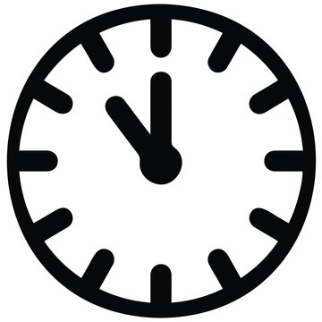 Clock vector illustration, time passing silhouette, eleven o'clock marker, deadline concept.