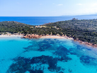Obraz premium Aerial view of the Capo Coda Cavallo coastline in Sardinia